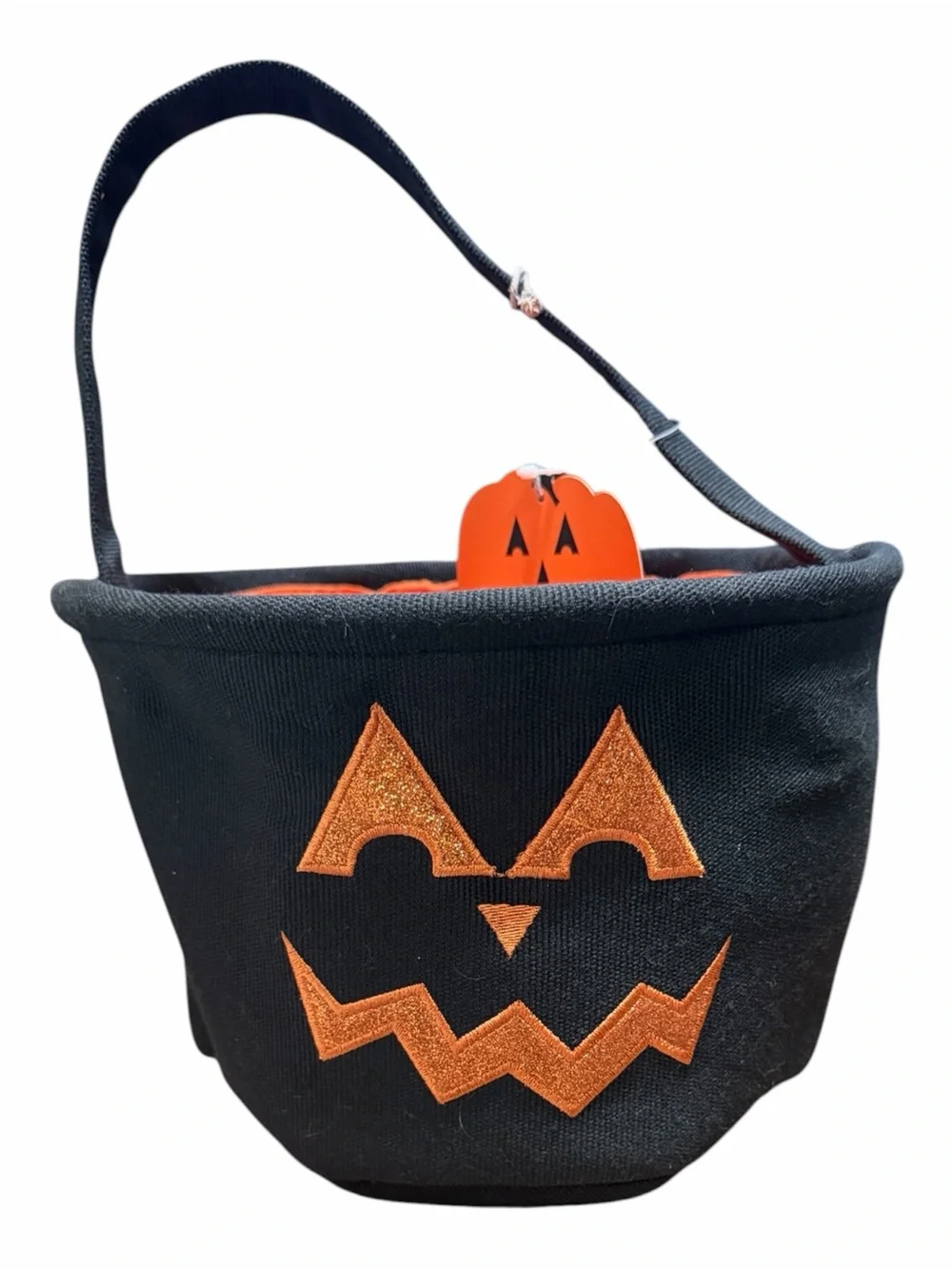 Black and Orange Halloween Trick-or-Treat Bucket